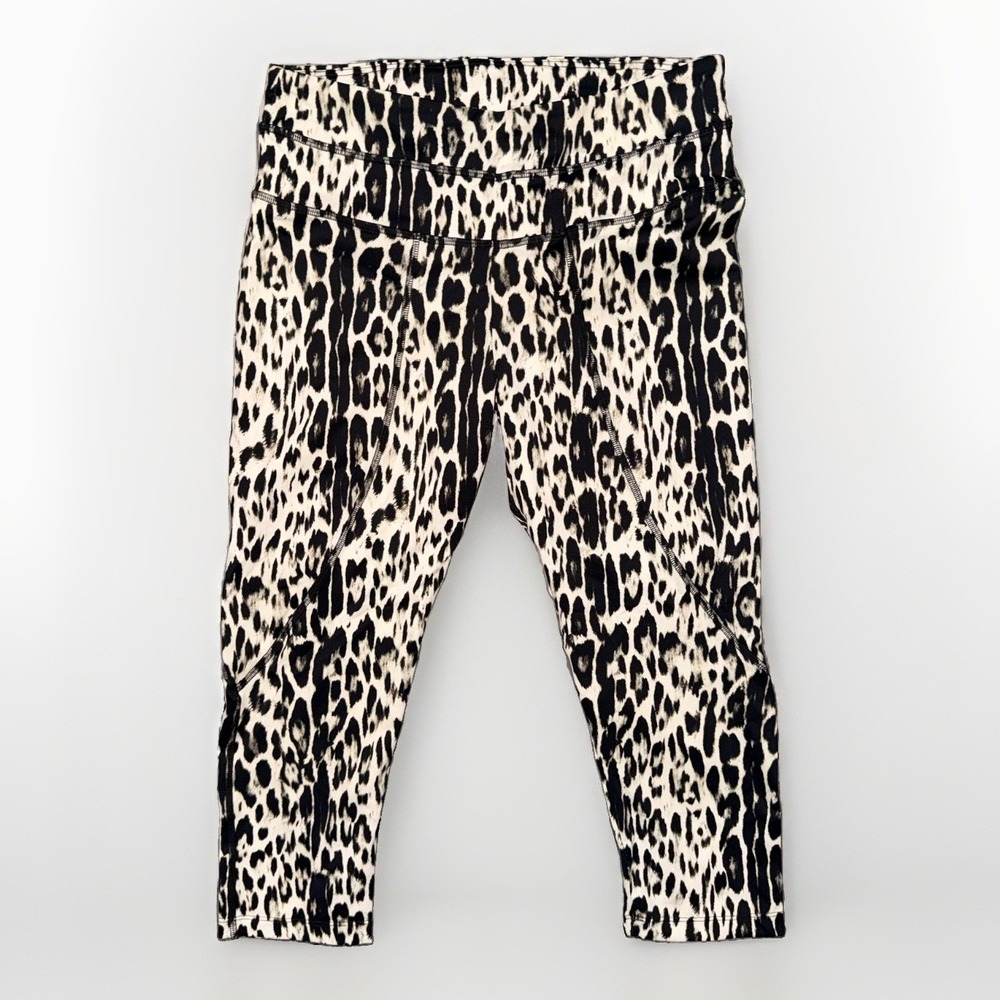 Varley Animal Print Leggings Gray Black Activewear Athletic Yoga Women's Size L